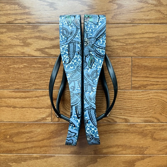 Tory Burch Women's Black / Navy Thandie Wedge Flip Flops - Picture 6 of 10